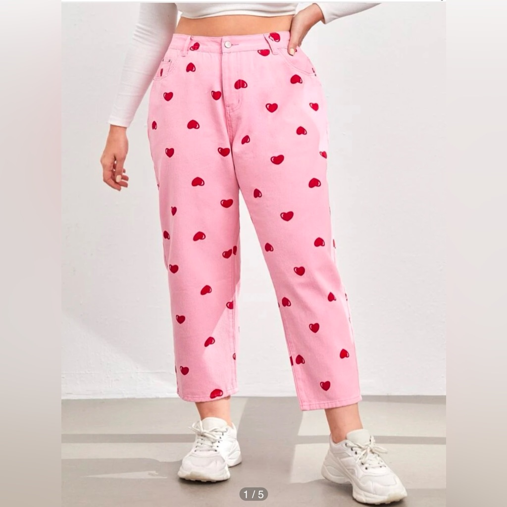 Shein Brand Heart Print Pant Xl